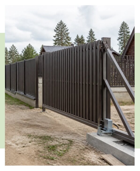 Забор из евроштакетника с откатными воротами в Рузаевке
